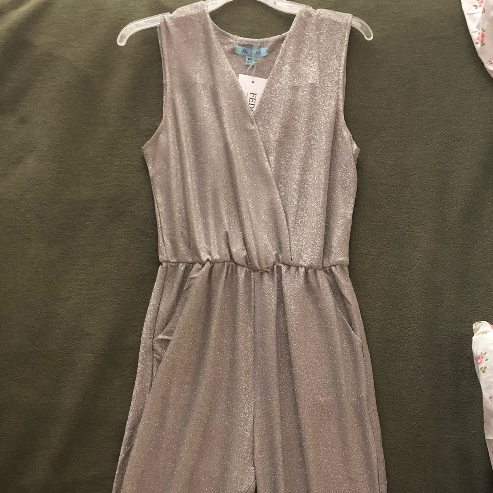 NWT boutique metallic jumpsuit